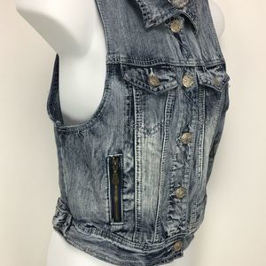 Vanity Denim Removable Hood Vest Size Medium